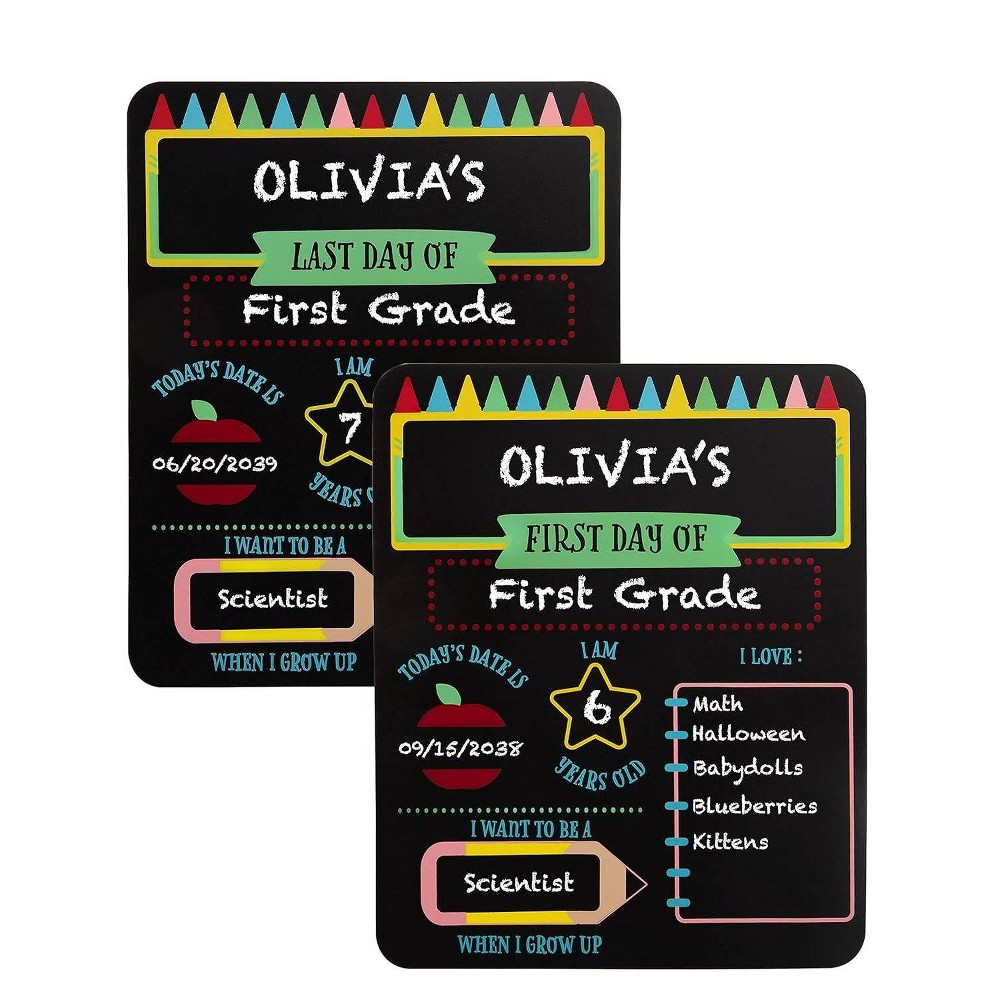 Pearhead First Day of School Reversible Chalkboard Sign - Crayons