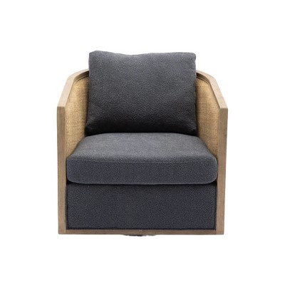 NicBex Swivel Accent Chair Modern 360� Rotating Barrel Chair with Rattan Frame for Bedroom,Living Room