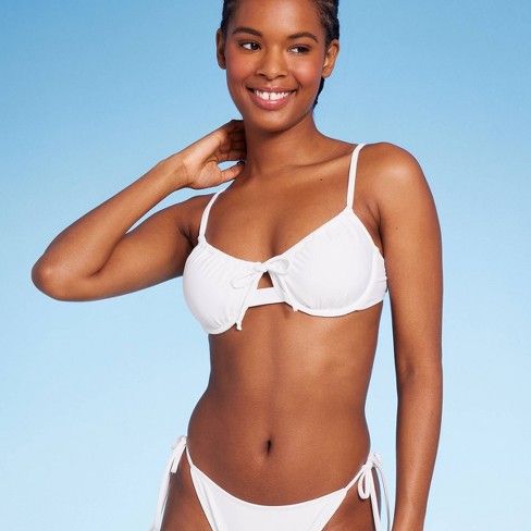 Women s Shirred Underwire Bikini Top Wild Fable White M