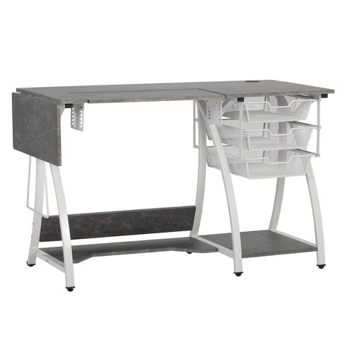 Pro Line Sewing Machine Table, Office Desk with Fold-Down Top