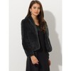 INSPIRE CHIC Women's Cropped Lapel Long Sleeve Fluffy Faux Fur Jackets - 2 of 4