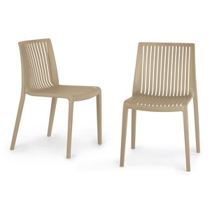 WRGHOME Ravenna Modern Outdoor/Indoor Plastic Resin Stacking Patio Dining Chairs  (Set of 2) - 1 of 4