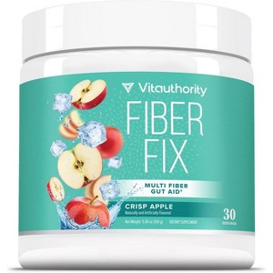 Vitauthority Fiber Fix Powder Supplement for Women, Digestive Health Regularity, Satiety, Bloating Relief, & Gut Cleanse, Apple Flavored, 30 Servings - 1 of 4