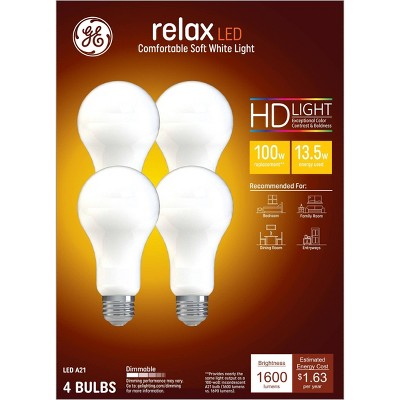 GE 4pk 13.5W 100W Equivalent Relax LED HD Light Bulbs Soft White_1