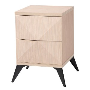Baxton Studio Draper Two Tone Wood 2 Drawer Nightstand: Mid-Century, Magnetic Closure, Assembly Required - 1 of 4