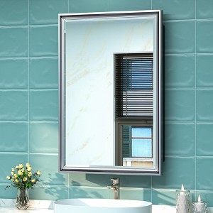 Keonjinn 17 in. W x 25 in. H Metal Framed Silver Rectangular Framed Recessed/Surface Mount Medicine Cabinet with Mirror - 1 of 4