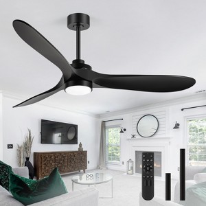Airsurfer 60" Modern Matte Black Propeller Ceiling Fan with Color-Changing LED Light & Remote, 3-Blade Design - 1 of 4