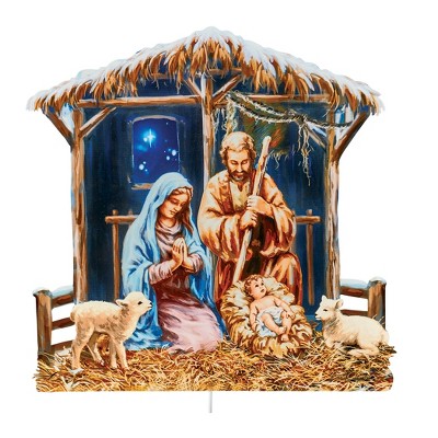 Collections Etc Realistic Nativity Manger Scene Garden Stake brown