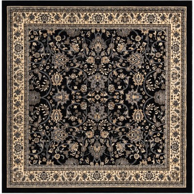 Elegant Black Square Synthetic Easy-Care Rug