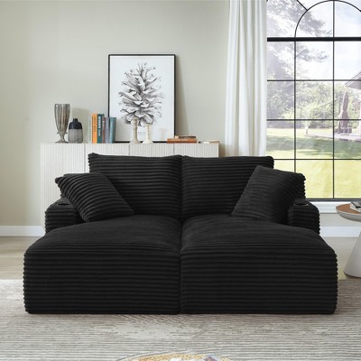 Dolonm Compressible Double Lounge Chair, Boneless Sofa with Cup Holder, , No Assembly,for Living Room,Bedroom