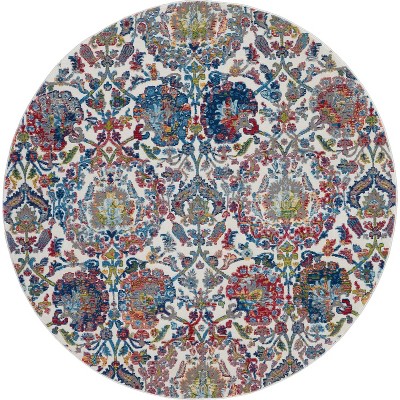 Global Vintage GLB06 Ivory/Blue Area Rug Colorful Vintage Damask By Nourison