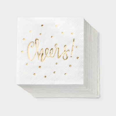 50ct Gold Cheers Beverage Napkins - Spritz™