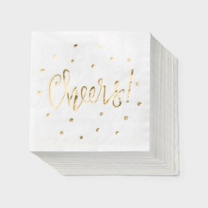50ct Gold Cheers Beverage Napkins - Spritz™ - 1 of 3