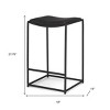 HomeRoots Black Genuine Leather and Iron Backless Counter Height Bar Chair - 3 of 4