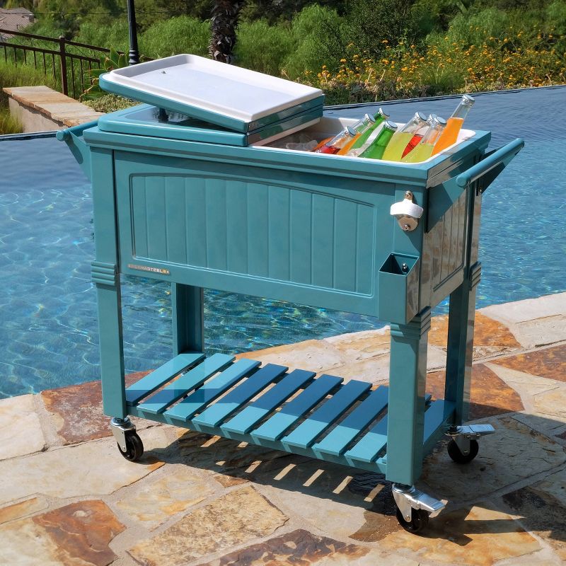 80qt Portable Rolling Patio Cooler with Shelf - Permasteel, 4 of 11