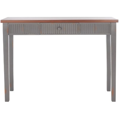 Beale Chic Taupe and Oak Wood Console Table with Fluted Storage Drawer
