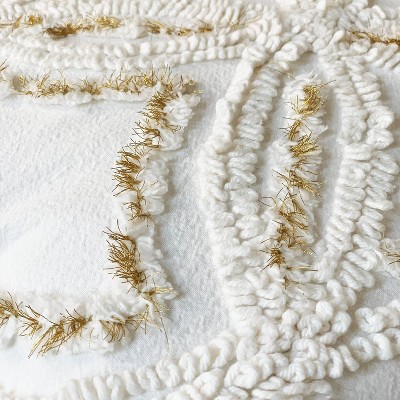 Ivory Square Chenille 18" x 18" Metallic Decorative Pillow