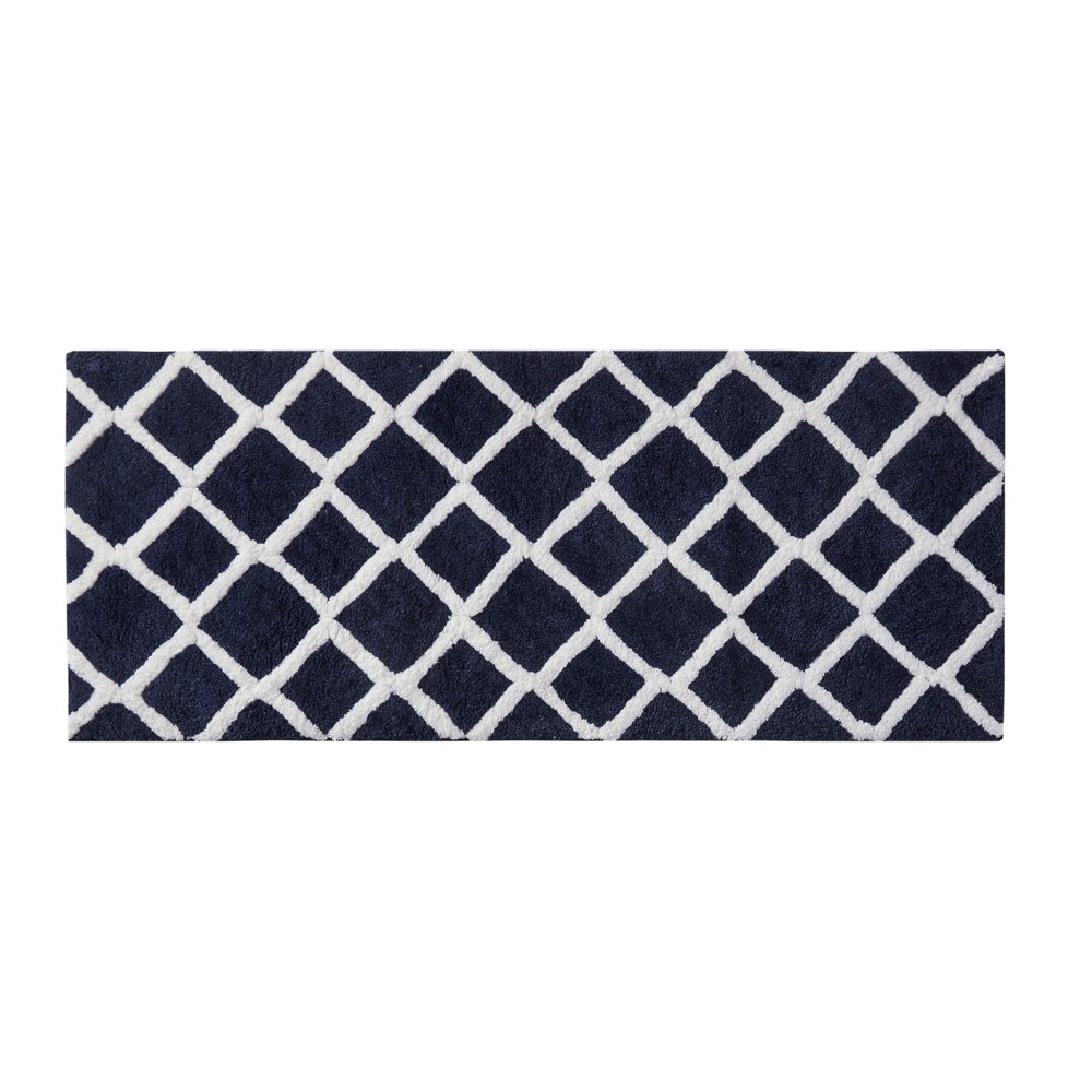 24inx60in Arlo Reversible Tufted Microfiber Bath Rug Navy