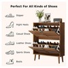 ORRD Medieval Modern Shoe Cabinet, 31.5" Walnut Fence Design with 2 Flip Drawers, Ideal for Corridors & Entrances - 3 of 4