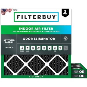 Filterbuy 16x16x1 Air Filter (3-Pack), Pleated MERV 8 Odor Eliminator Replacement HVAC AC Furnace Filters (Actual Size: 15.75 x 15.75 x 0.75) - 1 of 4