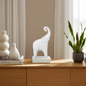 Sagebrook Home 11" Ceramic Elephant Sculpture - Contemporary Elephant Statue for Home or Office Decor - 1 of 4