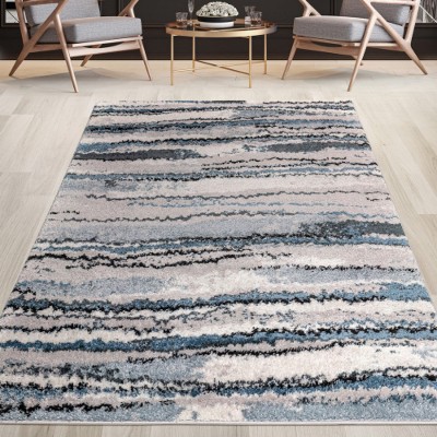 LunaLulinlk Watercolor Abstract Stripe Woven Area Rug Blue 84''x60''