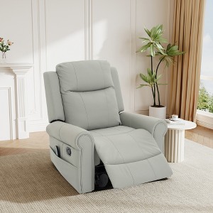 270° Swivel Recliner Nursery Glider Rocker Leisure Massage Sofa Lounge Chair Accent Chair with Heating & Side Pocket, PU Upholstered - ModernLuxe - 1 of 4