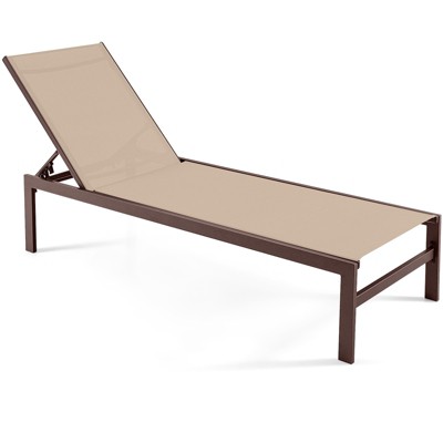 Tangkula Aluminum Patio Chaise Lounge Outdoor Adjustable Lounge Chair W/ 6-Position Backrest
