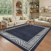 Modern Geometric Bordered Area Rug – Washable, Foldable, Stain-Resistant, Easy to Clean, Non-Slip for Living Room & Bedroom - 3 of 4