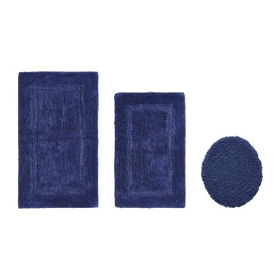 Lux Premium 100% Cotton  Ultra-Soft Tufted Solid Reversible 3 Piece Bath Rug Set, Water-Absorbent, Durable, Machine Washable Bathroom Rug