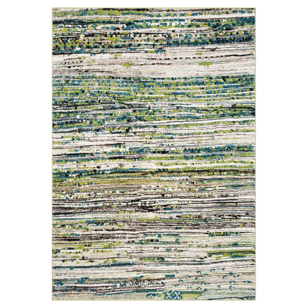 6'7inx9'1in Cream/Green Abstract Tufted Area Rug - Safavieh