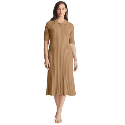 Jessica London Women's Plus Size Ribbed Henley Dress
