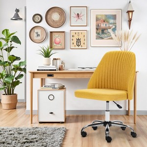 IULULU Office Desk Chair, Modern Cute Rolling Vanity Swivel Task Chairs with Wheels, Comfortable Back Seat Armless - 1 of 4