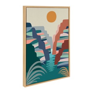 Kate & Laurel All Things Decor Sylvie Grand Canyon Framed Wall Art by Rachel Lee Natural Colorful Grand Canyon Illustration Art - 1 of 4