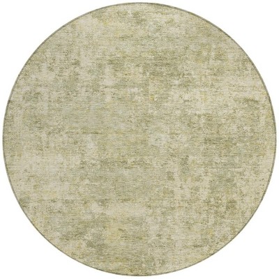 HomeRoots 8' Sage And Beige Round Abstract Washable Indoor Outdoor Area Rug