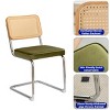 INFURNIC Dining Chairs Set of 2 Rattan Side Accent Chairs with Chrome Legs Upholstered Dining Chairs for Kitchen, Green, 17.5"*20.9"*33.1" - 3 of 4