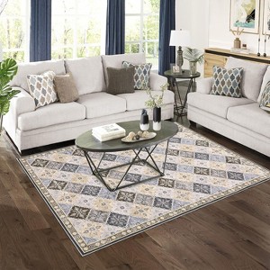 Washable Area Rug for Living Room, Soft Low Pile Farmhouse Boho Carpet, Non Slip Indoor Floor Rug for Bedroom Kitchen Dining - 1 of 4