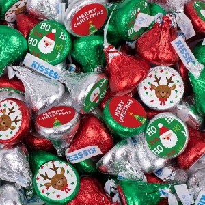 Santa & Friends Christmas Bulk Milk Chocolate Kisses In Red, Green & Silver Foil - 1 of 4