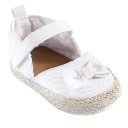 Luvable Friends Baby Girl Crib Shoes, White Espadrilles, 6-12 Months ...