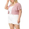 Agnes Orinda Women's Plus Size Short Sleeve Open Front Crochet Lace Allover Cropped Cardigan - 2 of 4