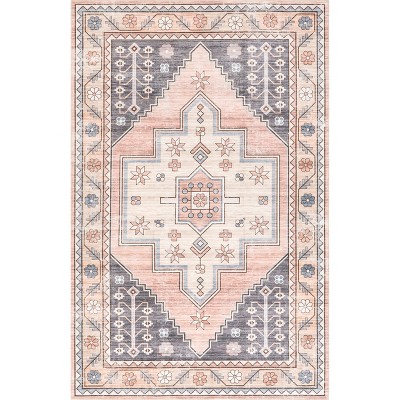 Nuloom Catreena Transitional Floral Machine Washable Indoor Area Rug 4' x 6' in Pink