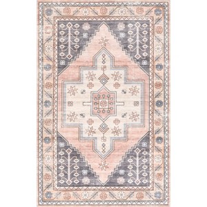 Nuloom Catreena Transitional Floral Machine Washable Indoor Area Rug 4' x 6' in Pink - 1 of 4