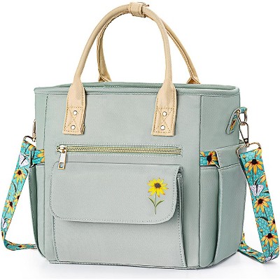 Deluxe Insulated Lunch Box Bag Women - Leakproof Waterproof Cooler with Multi Pockets Removable Strap for Work Picnic - Christmas Birthday Gifts