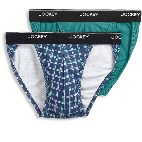 Jockey Mens Elance String Bikini 2 Pack Underwear String Bikinis 100%  Cotton Xl Verdigris/in Check Grid : Target