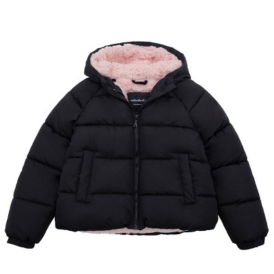 Rokka&Rolla Girls' Reversible Light Puffer Jacket Coat-Pink Marble, Size 10-12