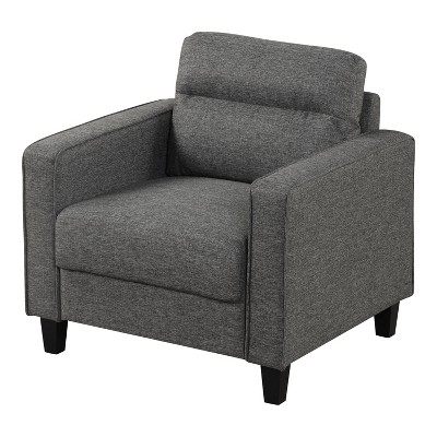 Gray Handcrafted Wood Frame Accent Chair with Plush Cushions