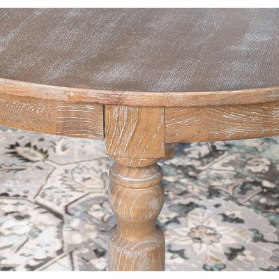 Light Brown Round Wood Transitional Dining Table