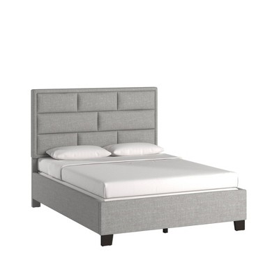 Queen Raiden Gray Linen Fabric Upholstered Panel Bed Gray - Inspire Q