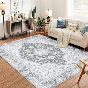 Washable Vintage Area Rug, Low-Pile Non-Slip Foldable Carpet, Soft Indoor Printed Rug for Living Room Dining Room Bedroom - 1 of 4