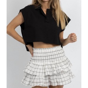 Women's CARMEN CHECK GAUZE SKORT - day + moon - 1 of 4